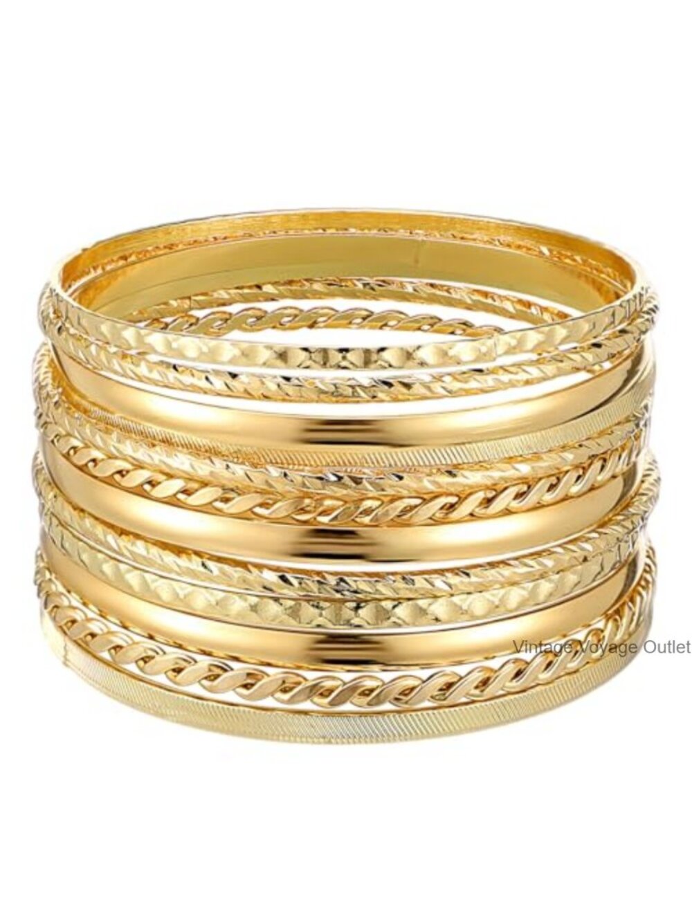 Boho Stackable Bangle Bracelets Set Textured Alloy 12 Piece